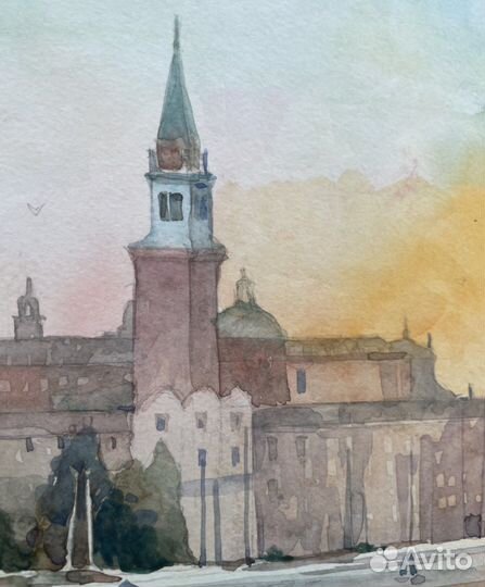 Пейзаж акварелью Венеция