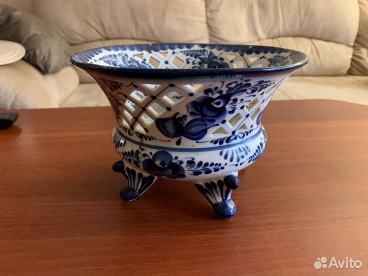 Ваза под фрукты. Гжель. Ручная работа