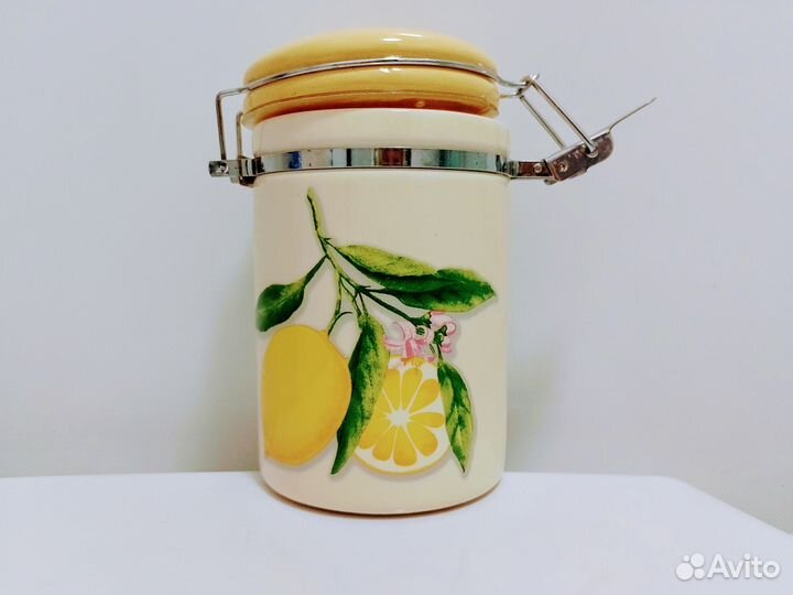 Новая банка с клипсой для сыпучих товаров:керамика