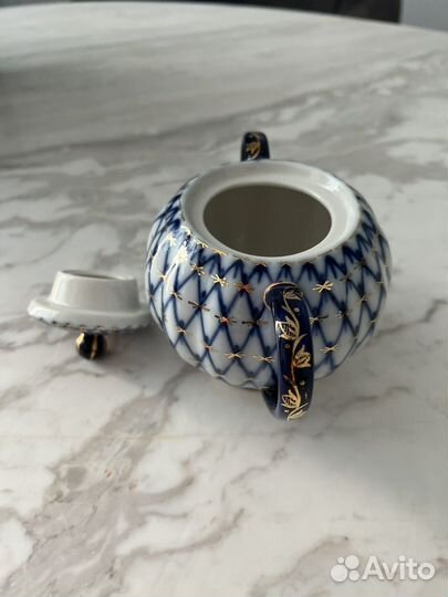 Сахарница ифз кобальтовая сетка с позолотой