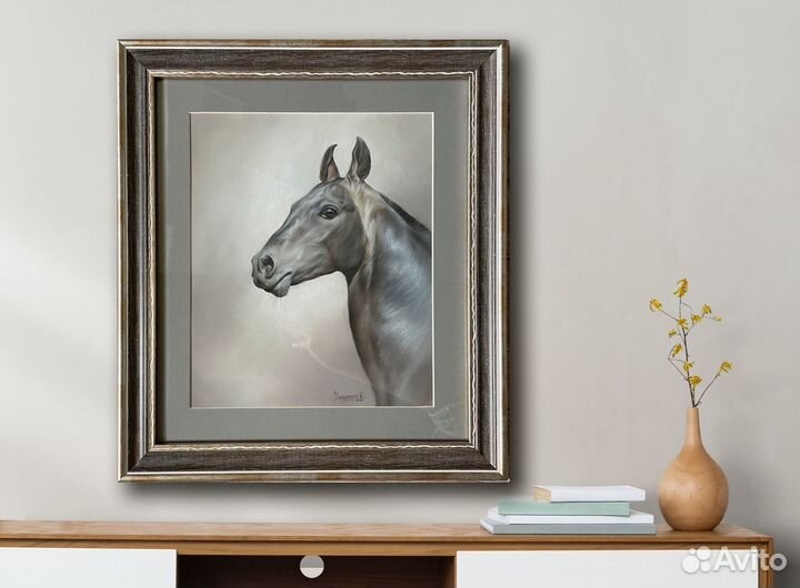 Картина пастелью лошадь