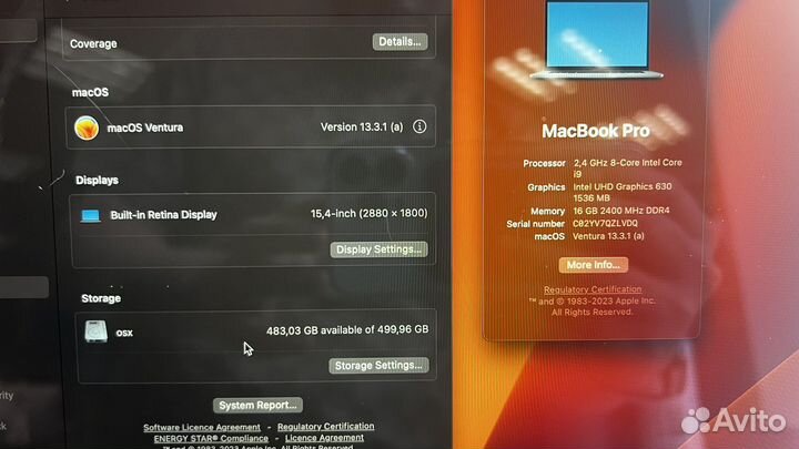 Macbook pro 15 2019 i9/512