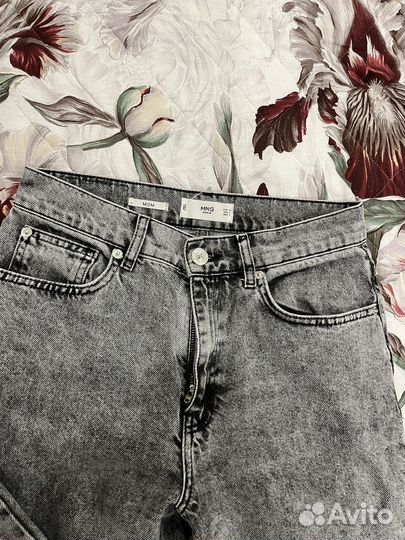 Джинсы mango 36 Mom серые