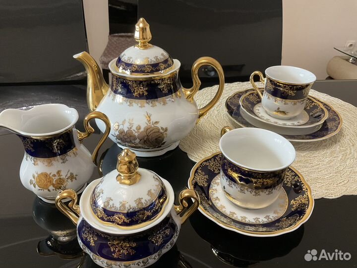 Чайный сервиз новый комплект Leander кобальт