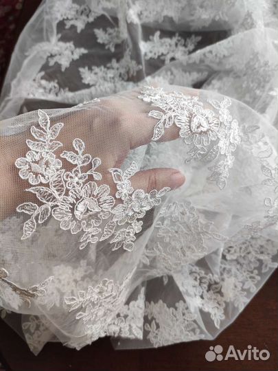 Отрезы ткани кружево 2 м+ шифон 2 м
