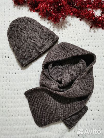 Комплект шапка и шарф, размер 52-54