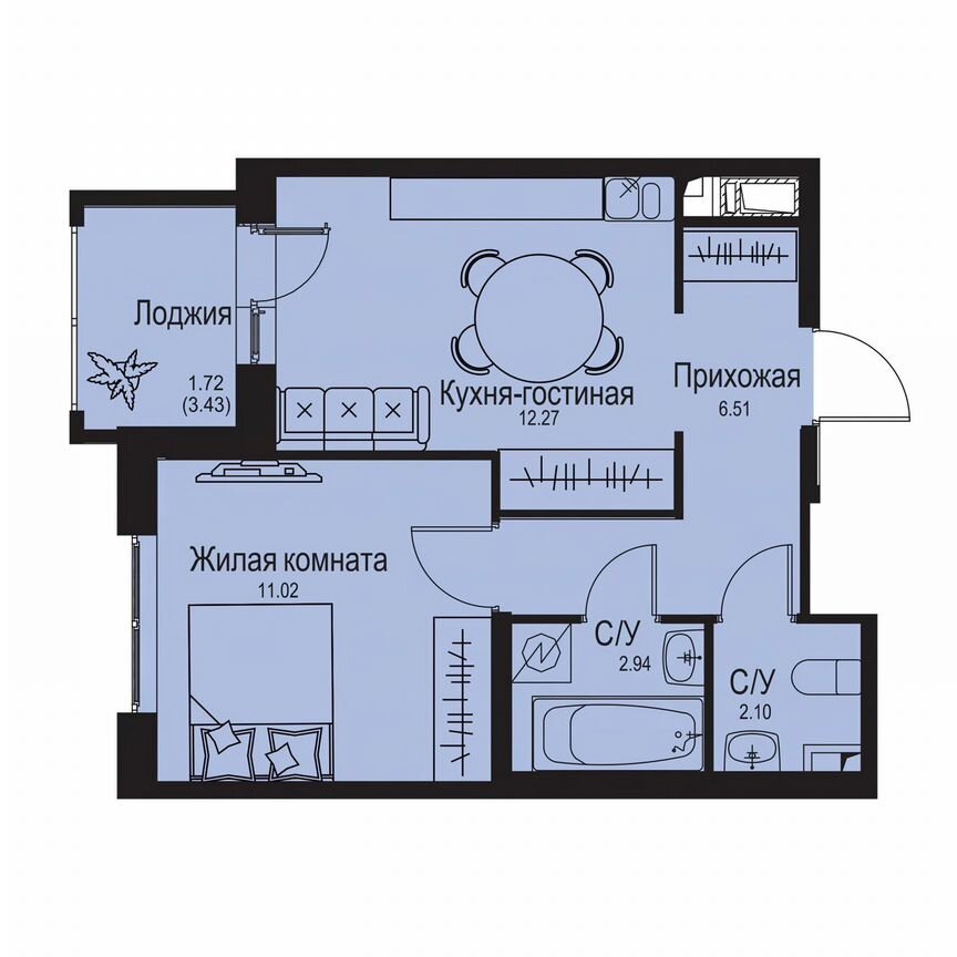 1-к. квартира, 36,6 м², 2/9 эт.