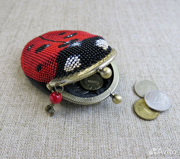 Кошелек-монетница Божья коровка красная