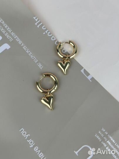 Серьги конго с сердечками