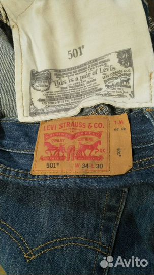 Мужские джинсы levis 501 w34l30