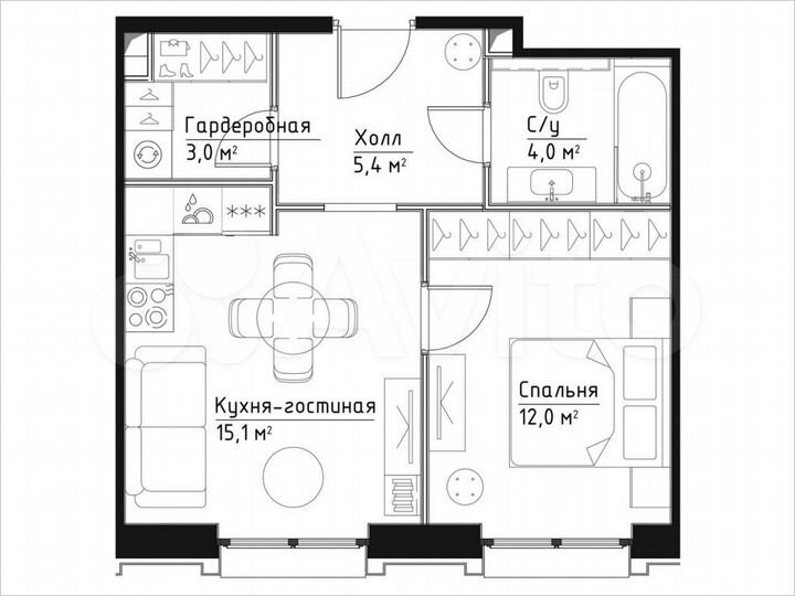 1-к. квартира, 39,5 м², 6/27 эт.