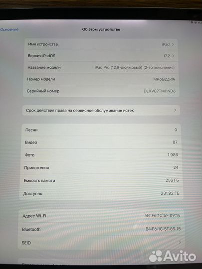 iPad pro 12 9 (2gen) 256gb