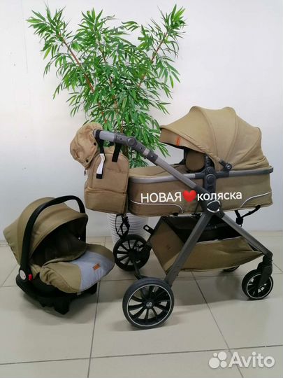 Новая коляска-трансформер Luxmom V8 3в1 (песочный)