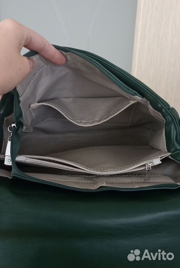 Сумка стеганая зеленая экокожа