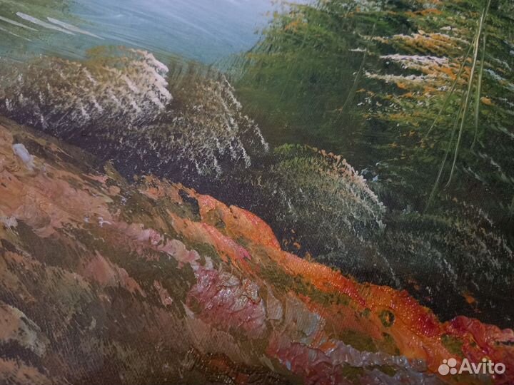 Большая картина маслом на холсте с рамкой Пейзаж