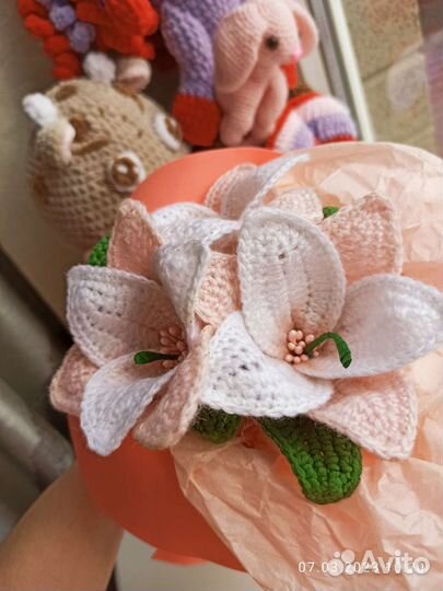 Вязанные букеты из цветов