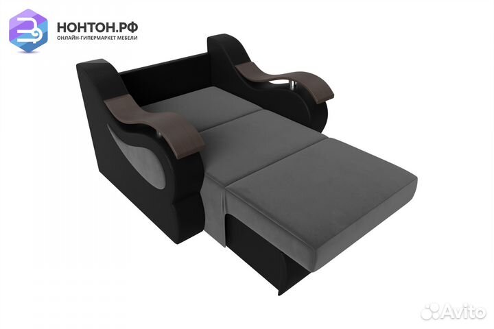 Кресло аккордеон Меркурий велюр серый / экокожа че