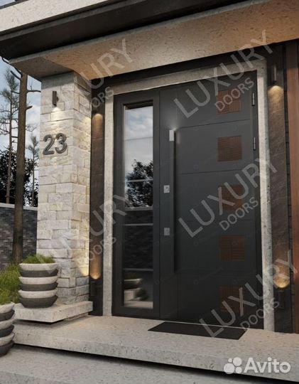 Уличная входная дверь с боковым стеклом для дома