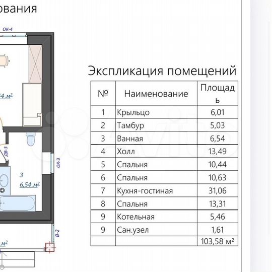 Дом 103,6 м² на участке 7,5 сот.