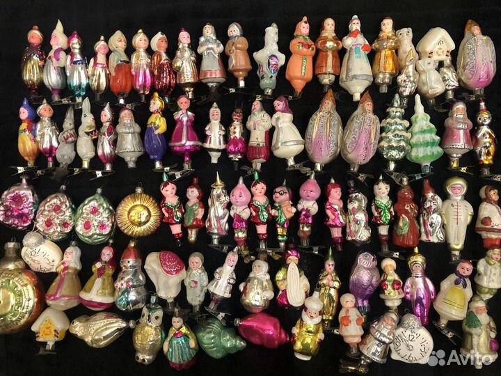 Елочные игрушки, стекло, винтаж 70 г