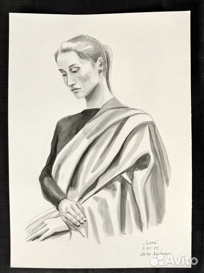 Рисунок с натуры «Лена» А3 карандашом портрет