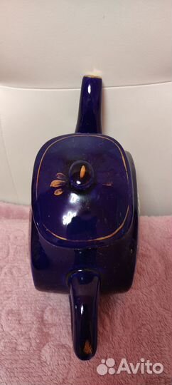 Чайник заварочный фарфоровый. Кобальт. Гжель. СССР