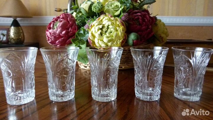 Стопки рюмки хрустальные винтаж 5шт