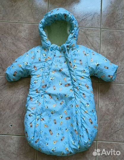 Теплый конверт на овчине 56-68