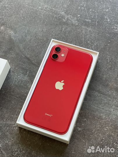 iPhone 11 128gb Red, АКБ 82% (sim+esim)