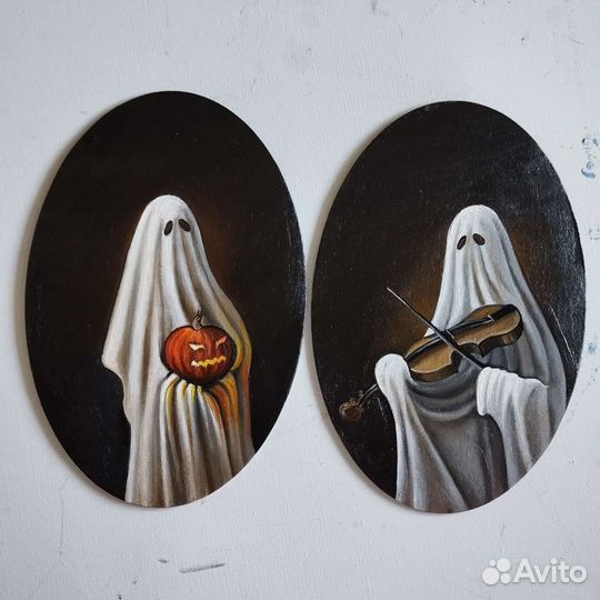 Картина маслом овальная приведение 30*20