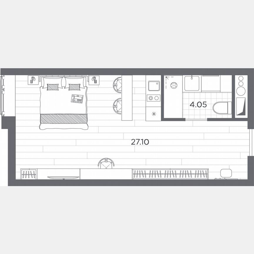 Апартаменты-студия, 31,2 м², 13/14 эт.