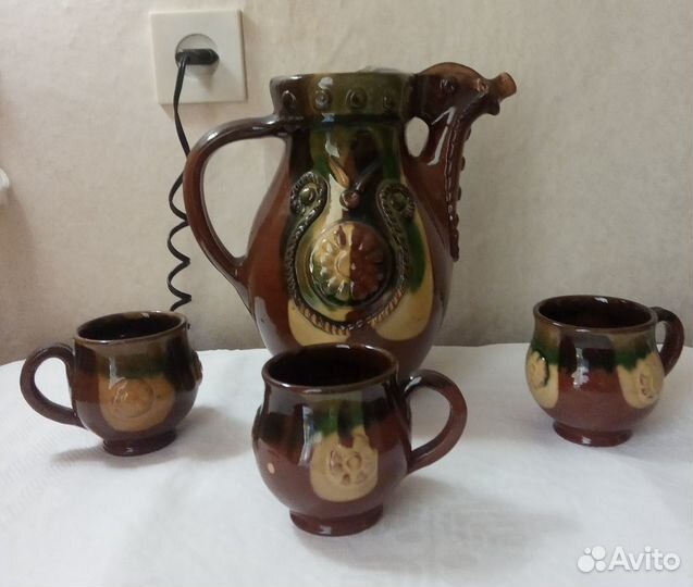 Глиняный кувшин и кружки СССР
