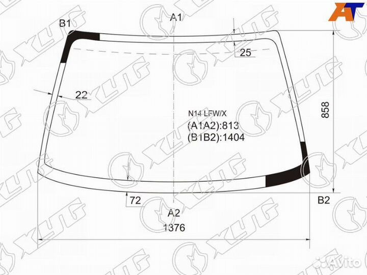 Лобовое стекло на Nissan Sunny N14 90-95г