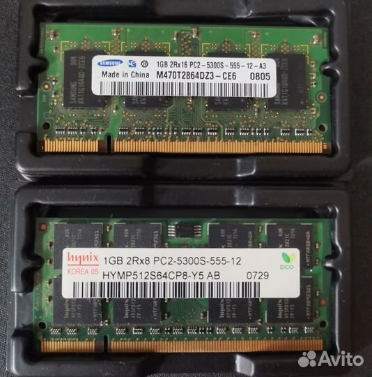 Память Samsung DDR2 1GB 2RX16 PC2-5300S-555-12