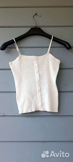 Кроп топ белый укороченный в рубчик/лапша xs/s