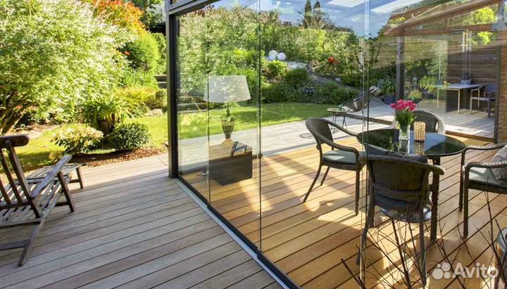 Окна для террас. Безрамные системы