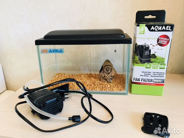 Фильтр и Аквариум прям-й с крышкой, 5 литров