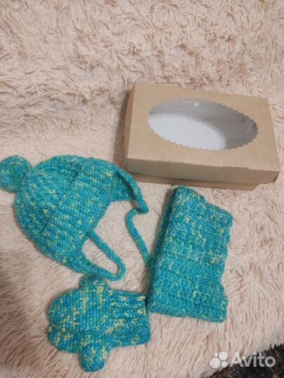 Комплект шапка и снуд и варежки
