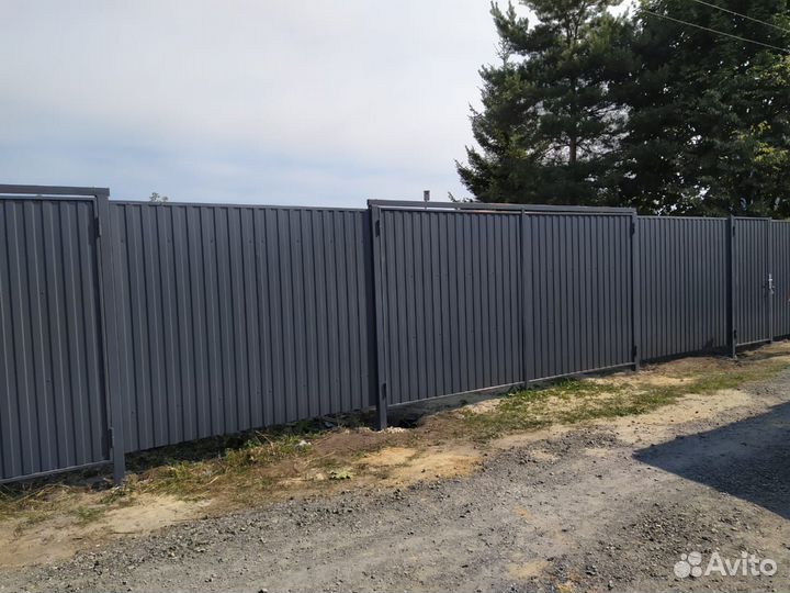 Забор из профлиста под ключ от производителя с гар