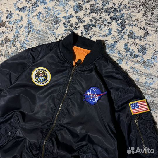 Бомбер Alpha Industries x nasa MA-1 Blue Bomber