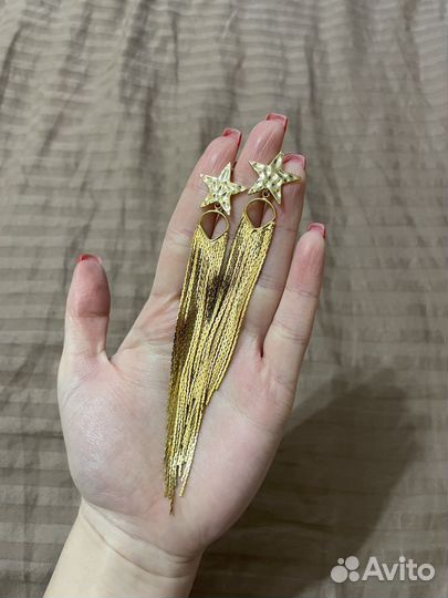 Золотые серьги длинные