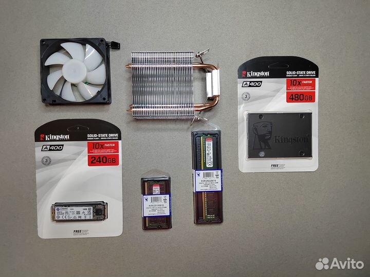 Ssd 480 gn kingston, хайпер ддр4 8гб 3200 мгц 2шт