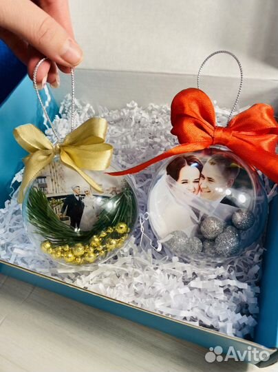 Ёлочные шары с фотографией внутри, Фотошар