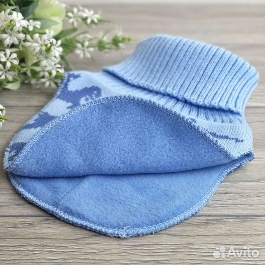 Тёплая вязаная манишка с флисовым подкладом