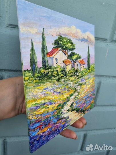 Картина маслом пейзаж Прованс лаванда цветы