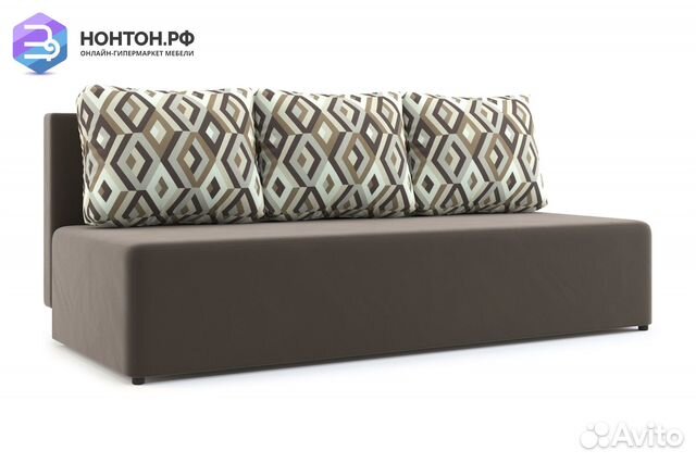 Диван еврокнижка Нексус коричневый / ромб коричнев