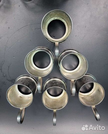 Подстаканник зимняя тройка 6 штук мельхиор СССР