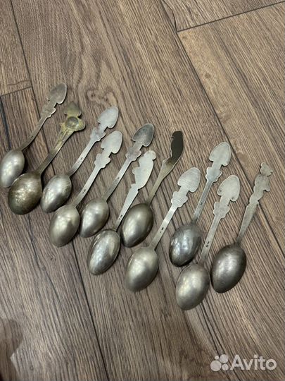 Ложки серебряные эмаль