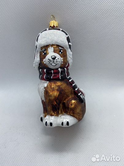 Елочная игрушка. Польша. Bilinski.Пес в ушанке
