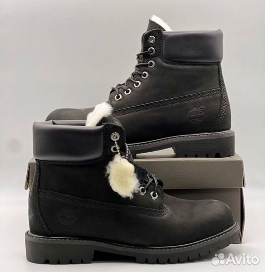Ботинки Timberland черные с мехом зима